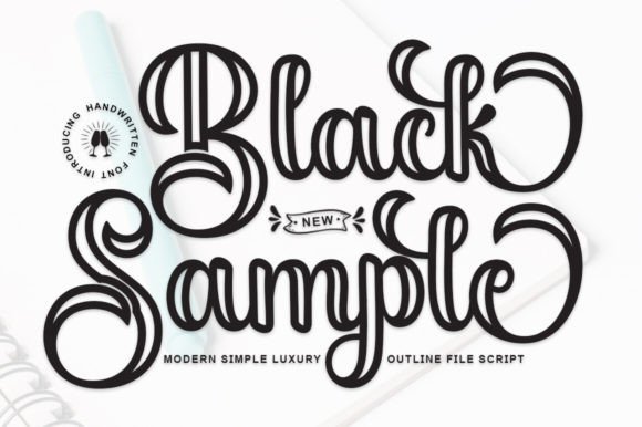Black Sample Outline: Elevate Your Brand with a Charming Script Font